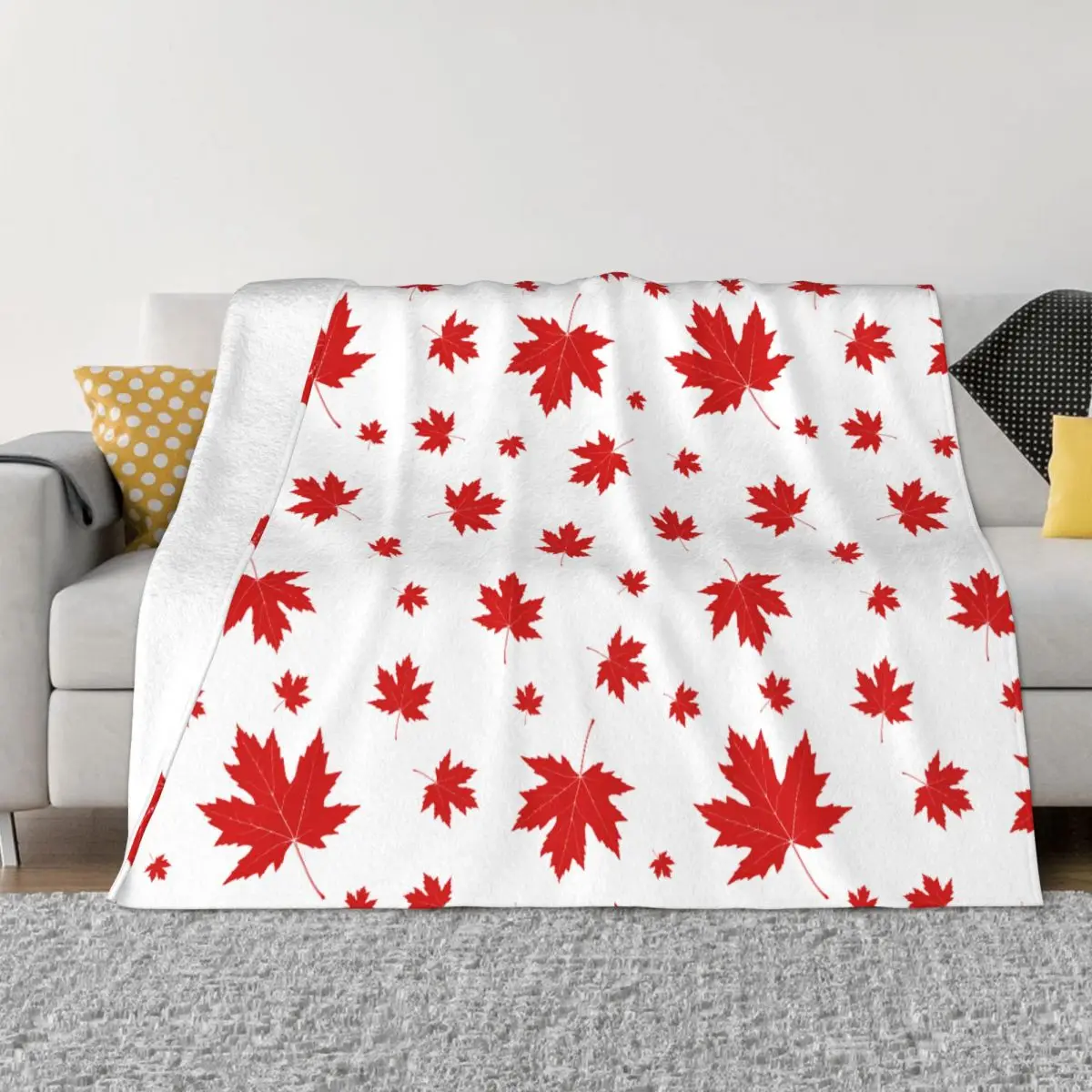 

Red Maple Leaf Autumn Blankets Velvet Decoration Multifunction Lightweight Thin Throw Blanket for Bed Bedroom Plush Thin Quilt