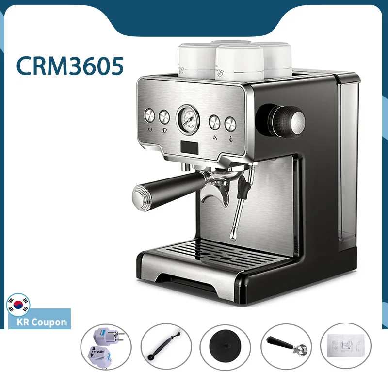 

Home 15bar Coffee Machine CRM3605 Coffee Maker Espresso Maker Semi-Automatic Pump Type Cappuccino Milk Bubble Maker