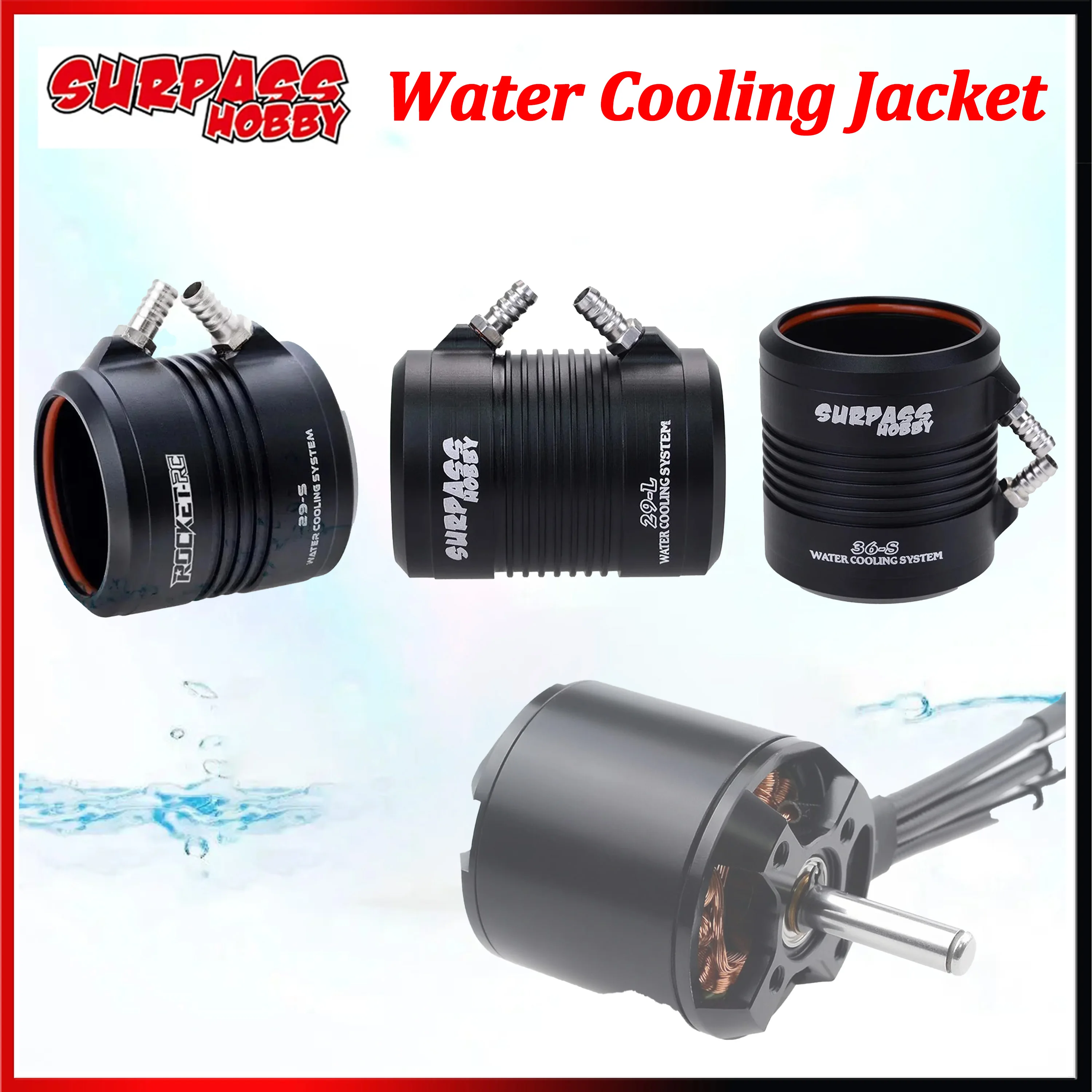 Surpass Hobby Rocket 29 36 Series Water Cooling Jacket 29-S 29-L 36-S for 3670 3660 2968 2958 2948 Brushless Motor RC Ship Boats