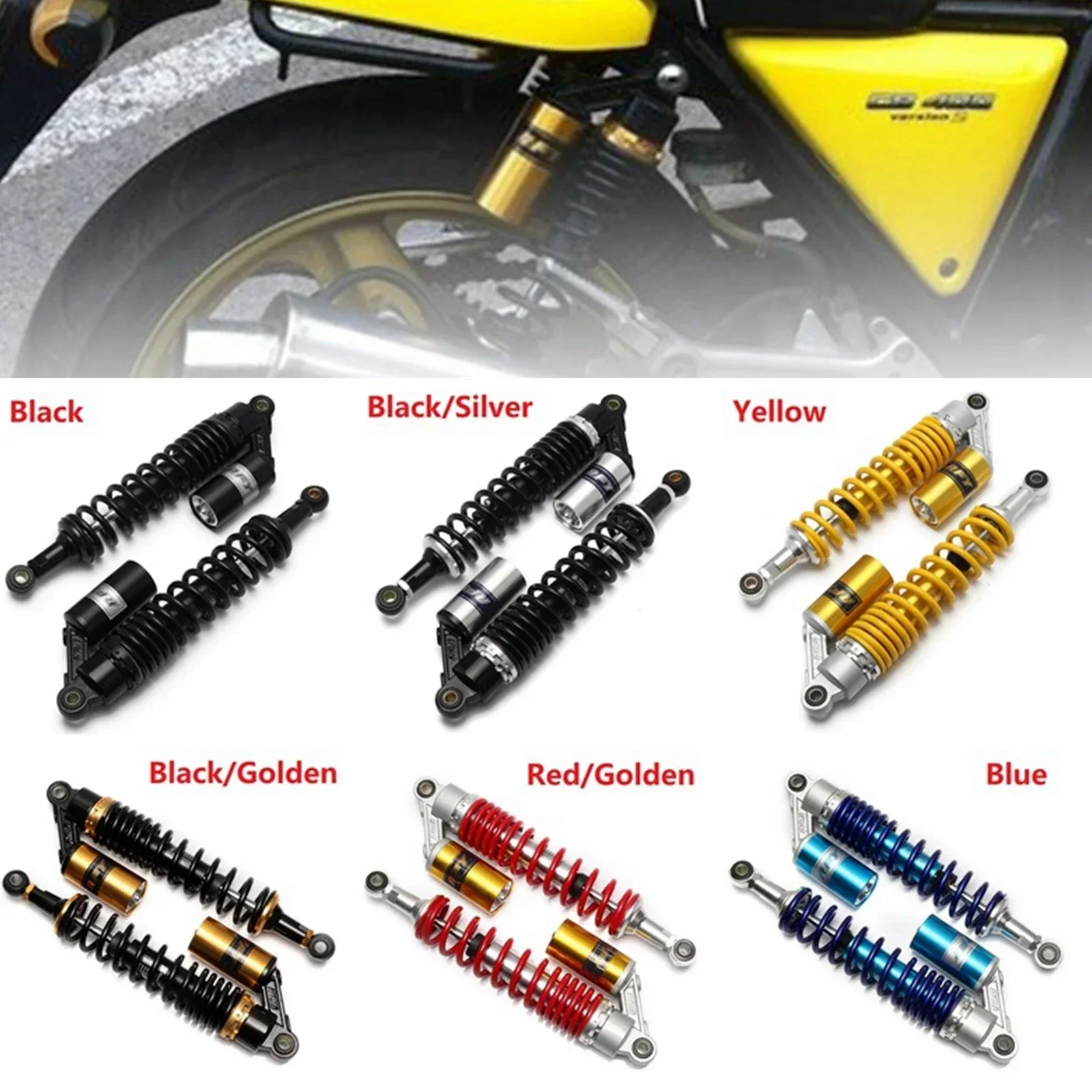 

15" 380mm Motorcycle Universal Springs Air Suspension Adjustable Rear Gas Shock Absorbers For Suzuki Ducati Aprilia Scooter ATV