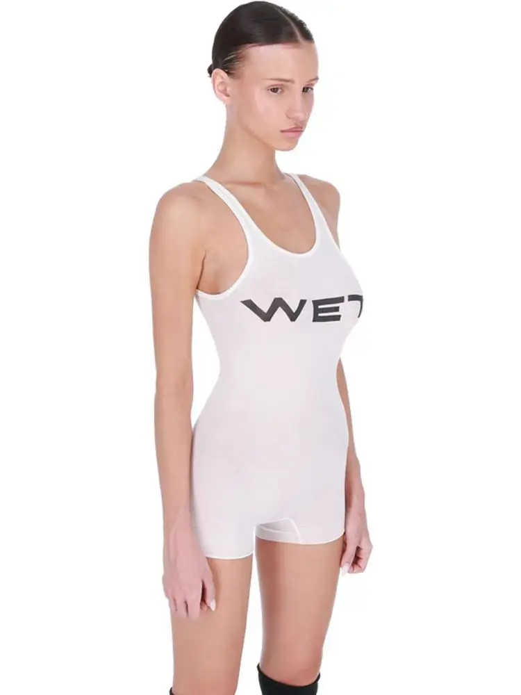 YZY MOWALOLA WET letter vest American high stretch tight top Bianca same style Kenye