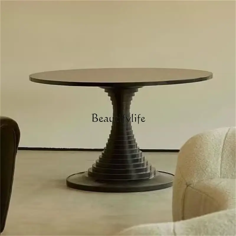 

Medieval solid wood dining table household round dining table retro round table