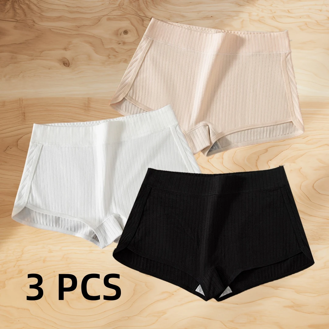 3 PCS Soft Comfortable Combed Panties  Cotton Women Sports Boxers Cotton Student Girls'