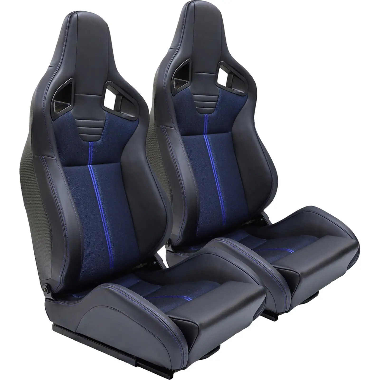 Sedile Auto Universale in Memory Foam, Design Ergonomico a Guscio, Blu con Barra Verticale Ricamata per Upgrade Auto