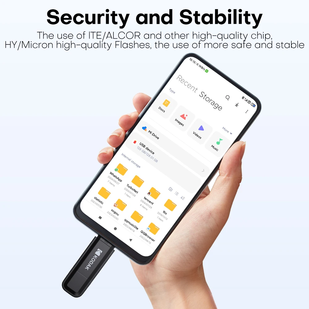 محرك أقراص KODAK 2 في 1 OTG مع Type-C 32GB 64GB Flash Usb2.0 Memory Stick Flash Pendrive 128GB 256G U قرص القلم هدية #4