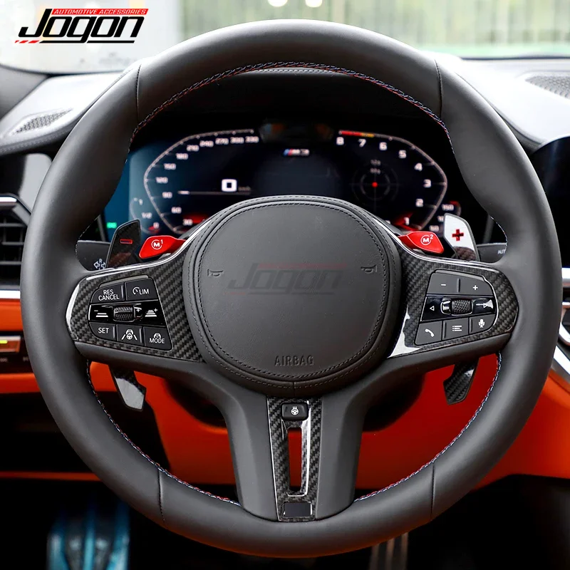 Real Carbon Fiber Steering Wheel Cover Trim Decor For BMW 5 6 7 8 Series Sport X3 X5 X6 X7 G32 F90 G01 G02 G11 G12 G15