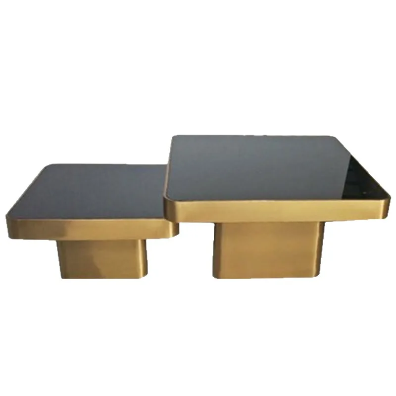 Italian light luxury square coffee table, model room high and low tea table, villa household living room small apartment coffee
