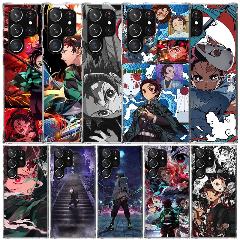 Demon Slayer Tanjiro Phone Case For Samsung Galaxy S22 S23 S24 Ultra S21 S20 FE S10 Plus S10E S9 S8 + S7 Edge Soft TPU Back Cove