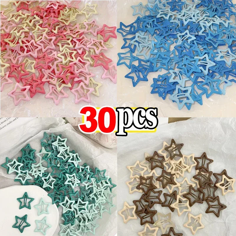 Stars Barrettes Women Bobby Pin Girl Y2K Colorful Metal Snap Clips Kid Korean BB Hairpins Crab Stick Headwear Hair Accessories