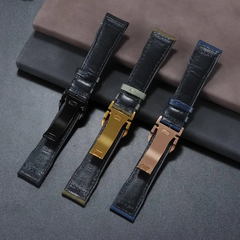20 21 22mm Nylon Watch Strap For IWC Nylon Genuine Leather WatchBand Big Pilot Little Prince Mark 18 khaki Blue green Bracelet