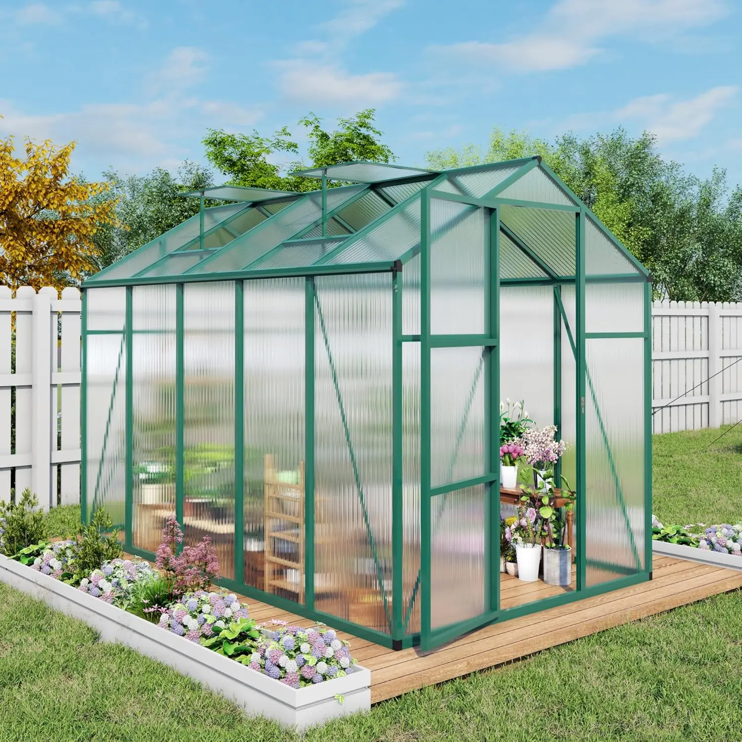 

Уличная теплица 86 дюймов (В) x 6.1x10.1 футов (ШxД) – Поликарбонатные панели, усиленный каркас для высокой устойчивости к ветру. Индивидуальный заказ