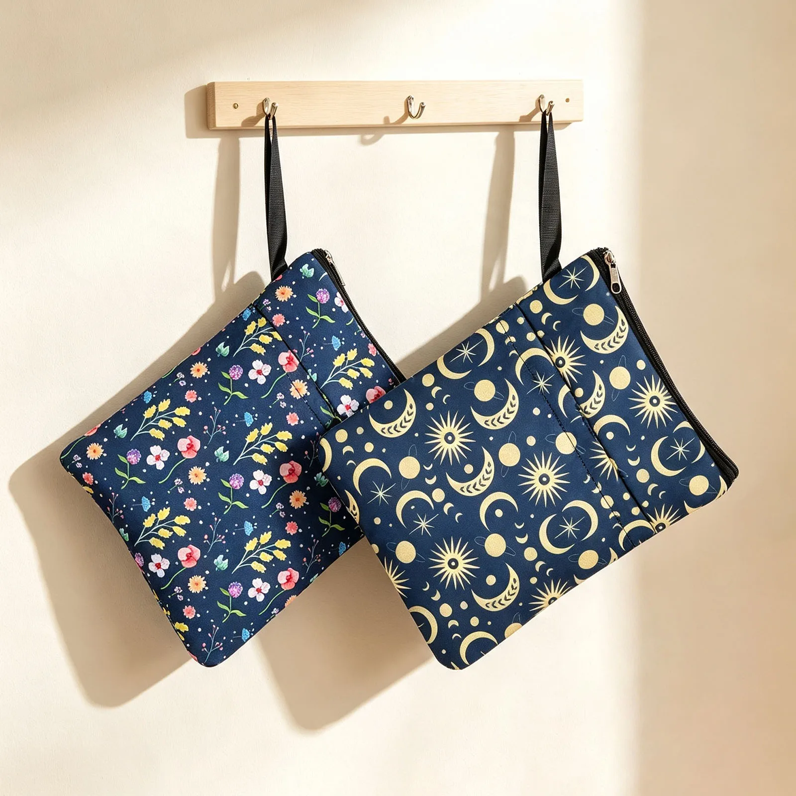 2 Pack Fabric Book Sleeve With Printed Design for Men Women Carrying Book Sleeve Book Pouch Book Protector Book Cover Case Soft