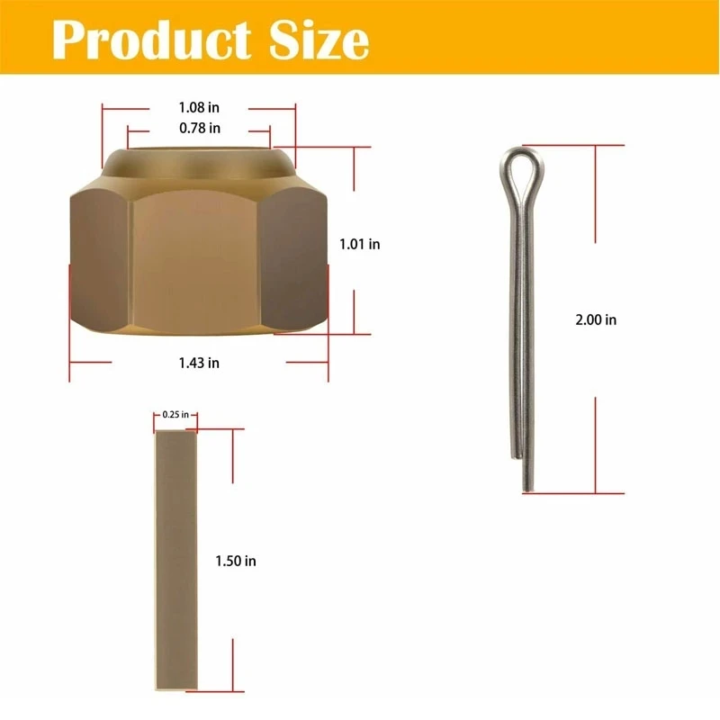 Mx 1/8 Propeller mutter Kit Messing 1 "& 1-1/4" für Innen bord Ski-, Surf-und Wakeboard boote (1 "und 1-1/4" Wellen größe, 1/4-10 Gewinde)