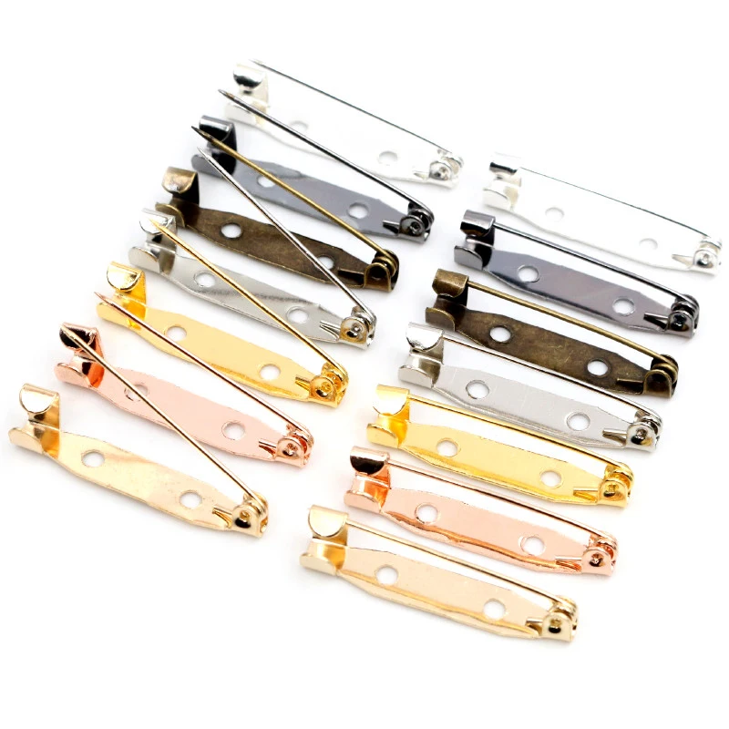 

50pcs 15 20 25 30 35mm 40mm 7 Color Brooch Clip Base Pins Safety Pins Brooch Settings Blank Base For DIY Jewelry Making Supplies