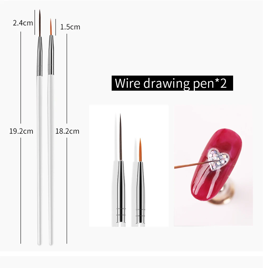15pcs Fine Detail Paint Brush Set  Acrylic UV Gel Drawing Dotting Manicure Nail Art Design Tools Makeup Accessorie Gel Brush image 6