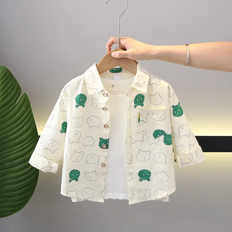 

18M-6T spring autumn children kids boys fashion cartoon cotton full sleeve shirt