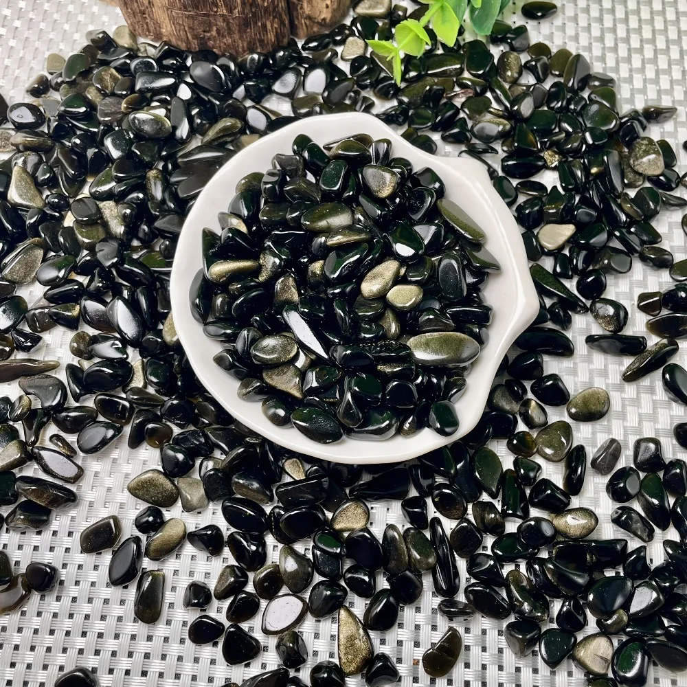 400g Natural Golden Obsidian Crushed Stone Vase Filling,Aromatherapy Diffuser Stones Aquarium Landscaping Crystal Chips