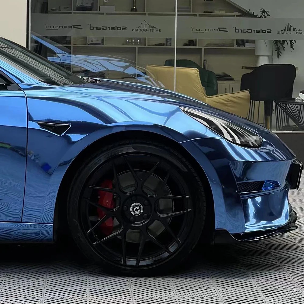 2025 Factory Wholesale Electroplating Chrome Vinyl Car Wrap PET Liner Super Chrome Bule Car Films