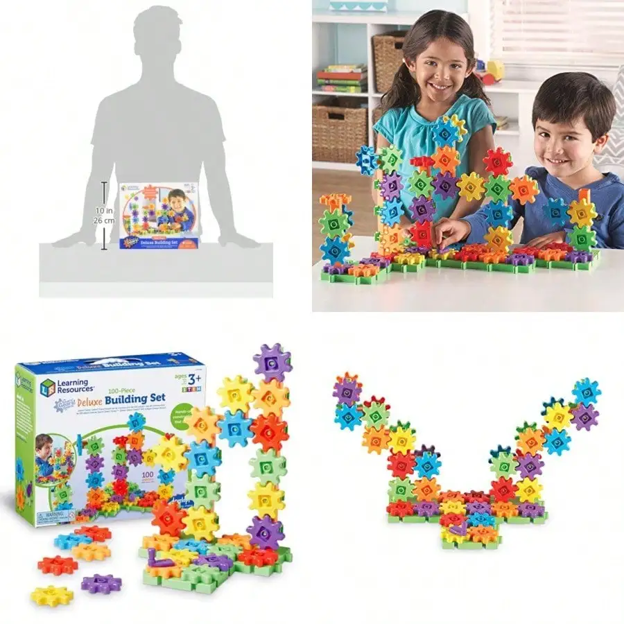 

100Pcs Deluxe Gears Building Set, STEM Fine Motor Skills Science Construction Toy for Kids
