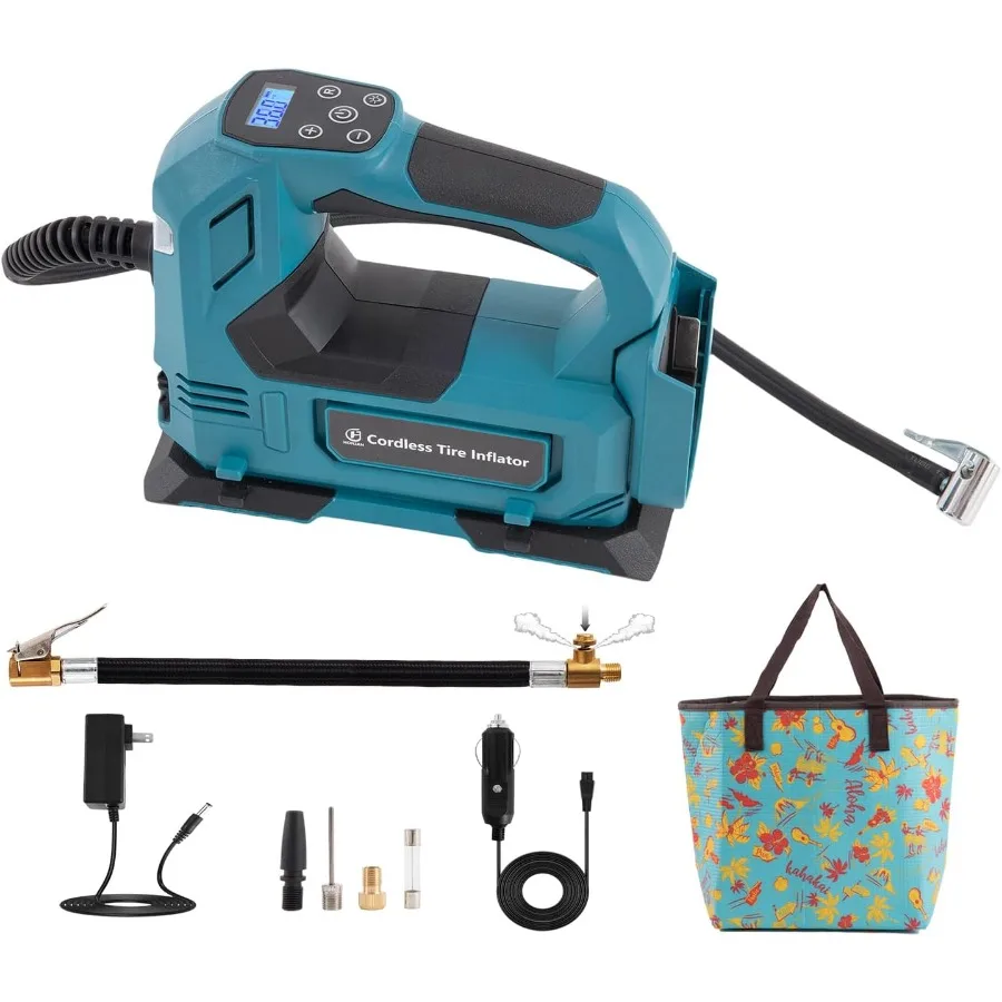 ضاغط هواء محمول لسيارة دراجة نارية ومنفاخ كروي مع 150 رطل لكل بوصة مربعة صمام عادم خرطوم تمديد الضغط العالي وQ