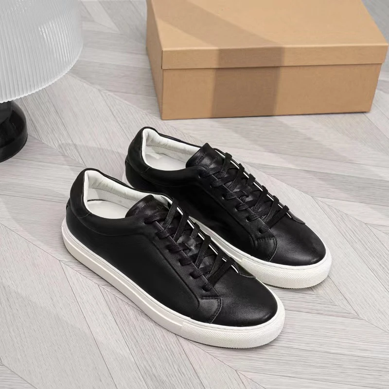 Mrxmus 2023 New Summer Flat Lace Up Casual Shoes Brown Leather Soft Surface Men Casual Sports Shoes Simple All-match Basic Shoes