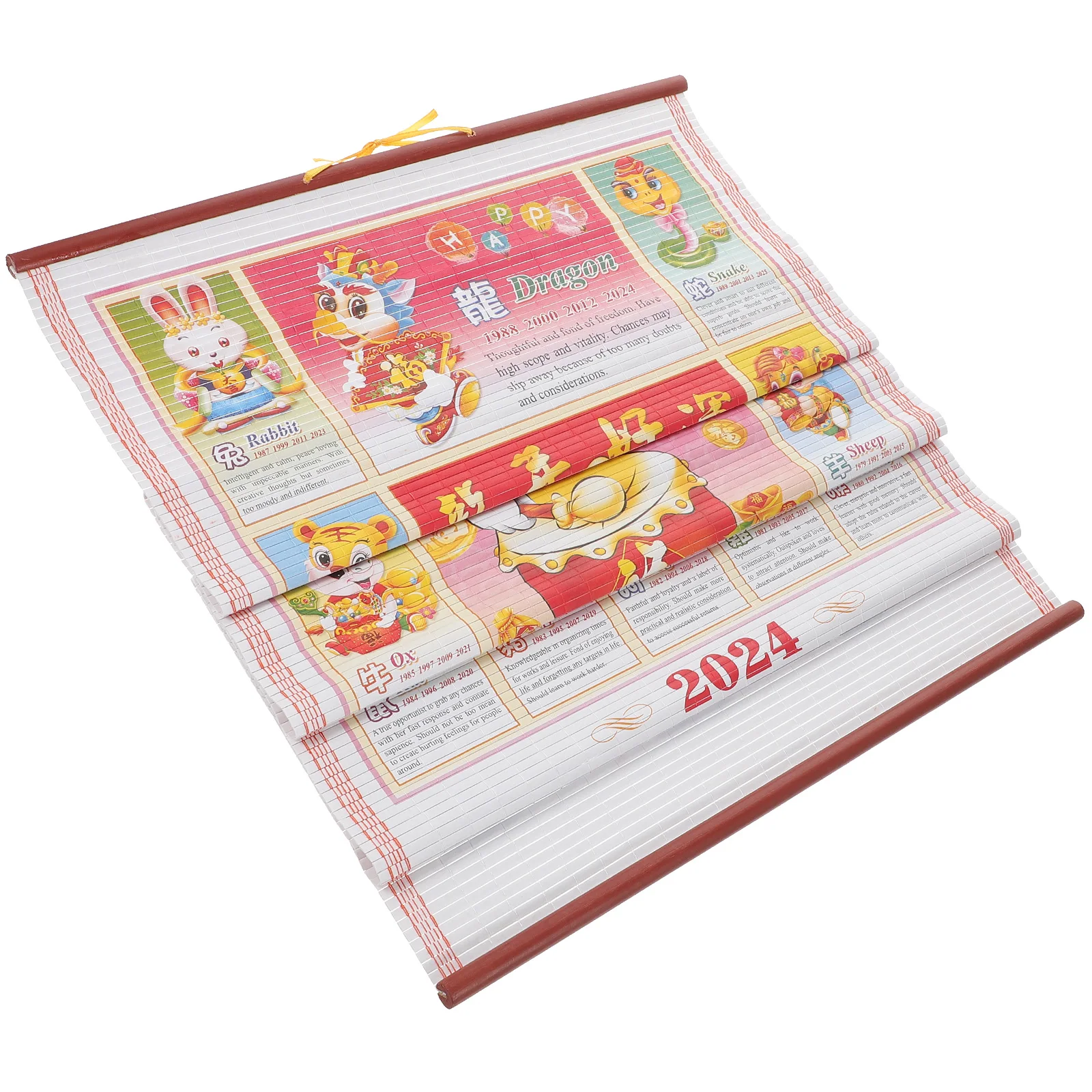 

Подвесной китайский календарь на 2024, прозрачный печатный год Дракона, настенный календарь, декор, ежемесячное планирование, ежедневный офис, дом
