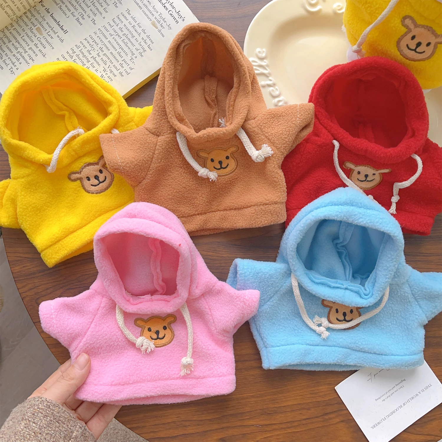 20cm Animation Doll Plush Toy Clothes Accessories Cartoon Teddy Doll Body Dress Up Hooded Sweater Cotton Doll Mini Bear Clothes