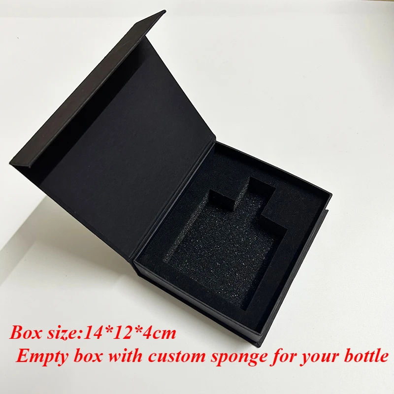 50Pcs Empty Box Packaging for 5ML Bottle Custom Logo Luxury Black Box Packaging for Perfume/Cosmetics Custom Sponge for Bottle