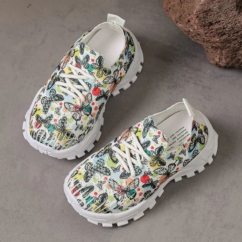 

Осенняя женская обувь, модные женские кроссовки с принтом 2024, повседневные туфли на платформе со шнуровкой, легкие дышащие женские кроссовки