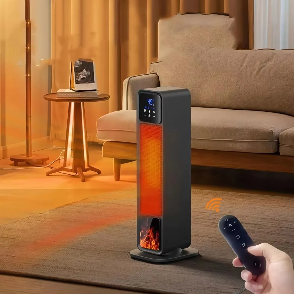 Fan Heater Hot Air Blower 2200W Electric Heating Fans 3D Flame Mini Space Heater Portable Fan Heaters for Home Office Bedroom