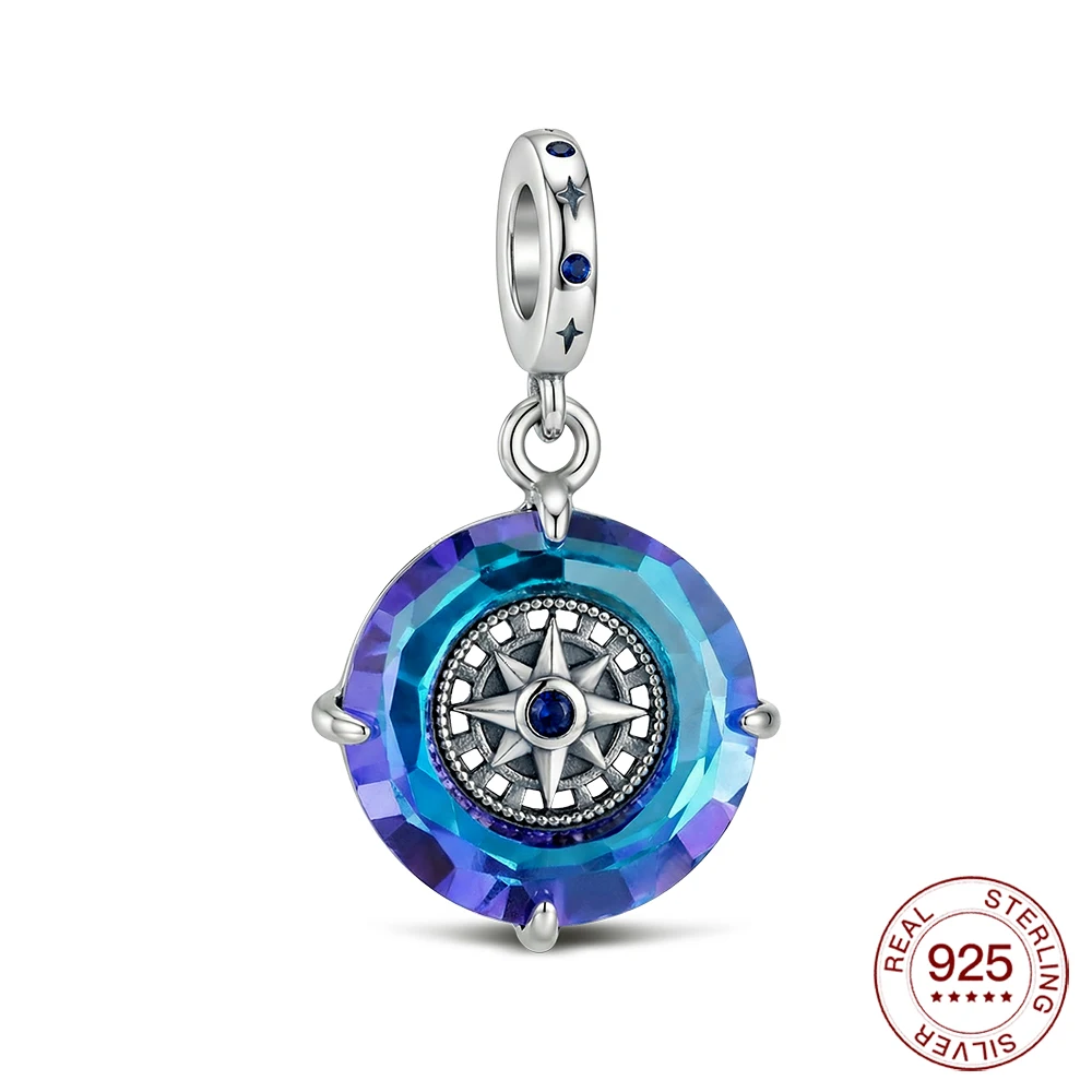 925 Sterling Silver Charm Angel Ring Compass Pendant Fit Bracelet Diy For Women Elegant Fashion Jewelry Daily Travel Gifts