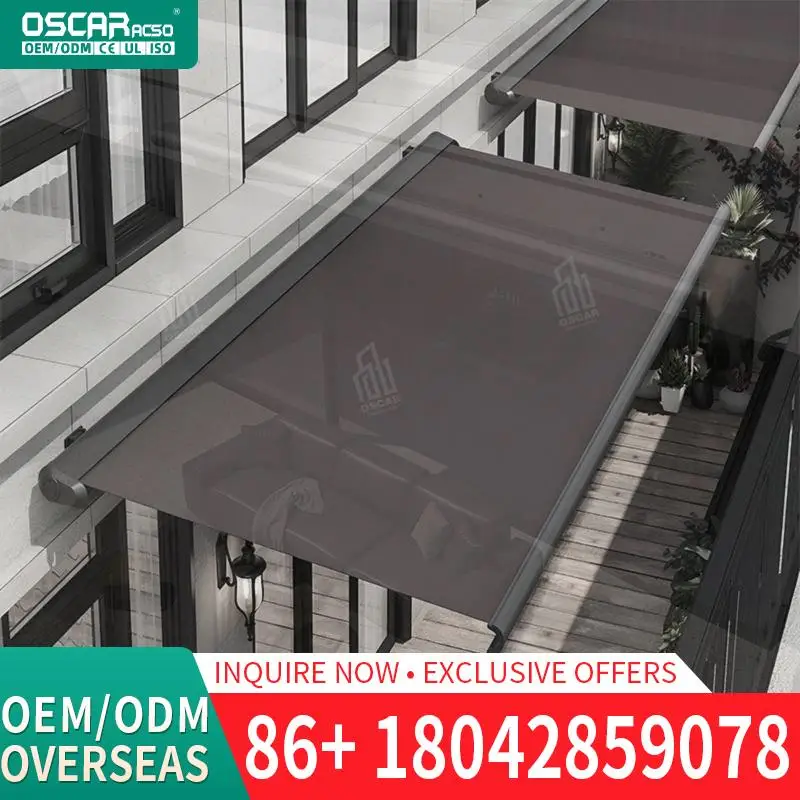 

Aluminium Alloy Retractable Outdoor Awning with LED Lamp Terrace Folding Awning Adjustable Angles for Garden Patio Balcony Retra