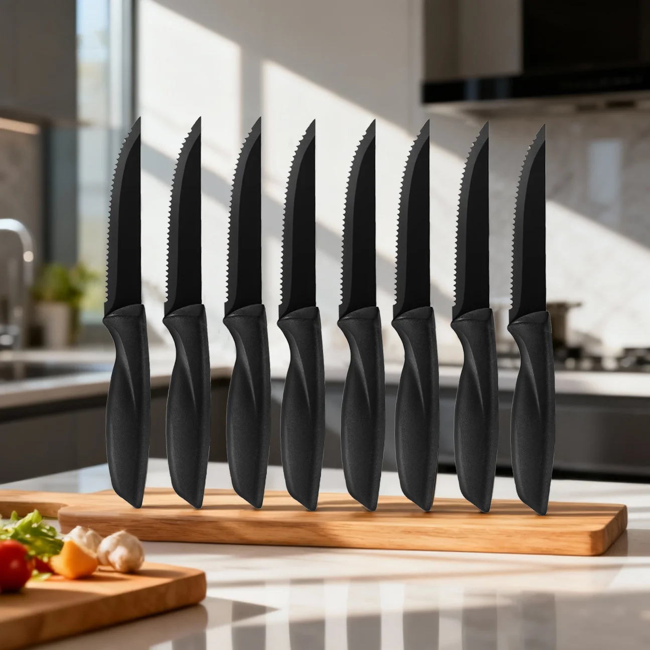 2/4/6/8 Steak knife set, Seiko Stainless steel pp handle Kitchen paring knife Chef's Multi-purpose knife Serrated steak knife