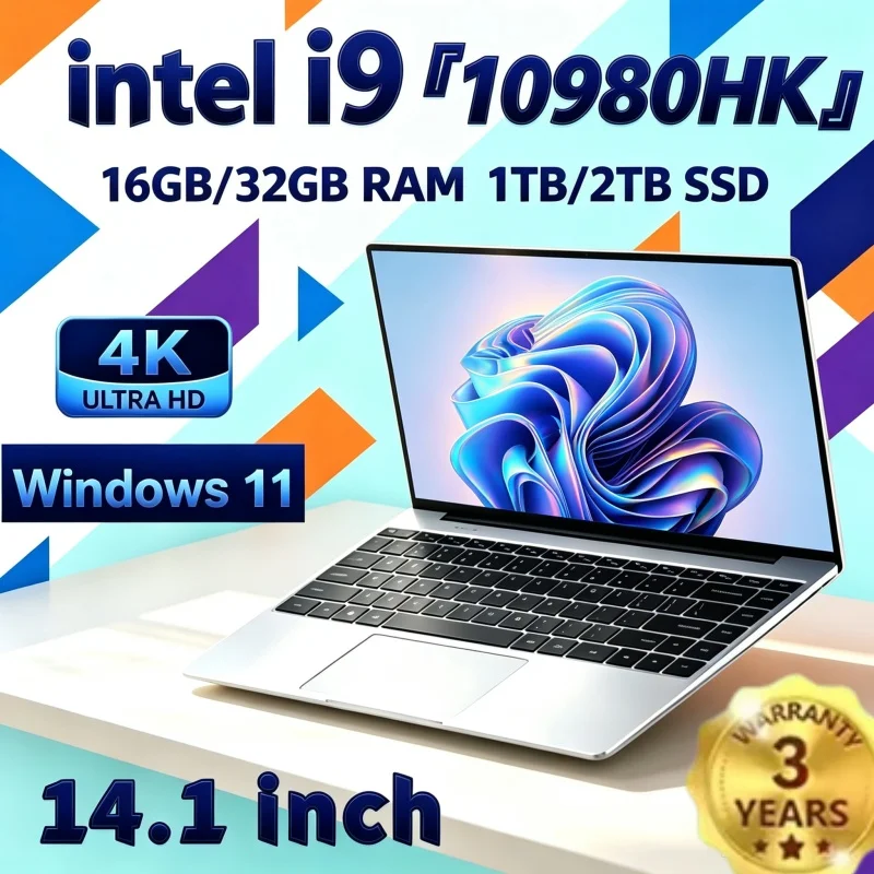 Intel Core I9 10980HK 14.1 Inch Rapid Laptop 8C 16T 2.4 5.3GHz 16MB 45W 32GB 2TB M.2 SSD Gaming Notebook Office