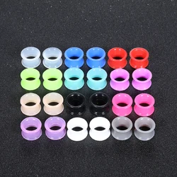 12Pairs Silicone High Double Flared Ear Gauges Mixed Color Earlet Gauges Expansion Piercing Body Jewelry Height 10mm