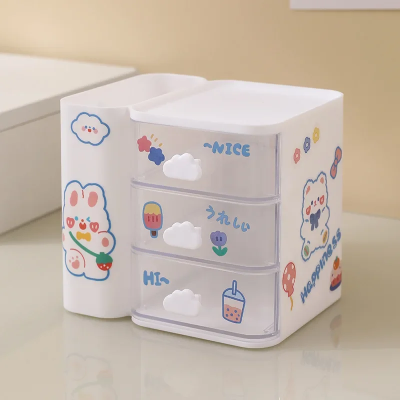 Cute Cloud Desktop Organizer Drawers With Pencil Holder Multifunctional Student Desktop Stationery Organizer Box Storage Shelf