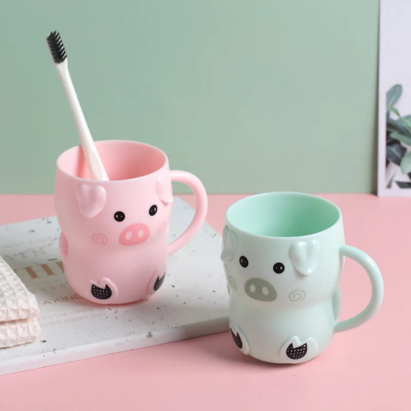 260ml Cartoon Cute Piggy Anti-slip Drink Water Mug Cup Wash Cup Drinkware for Baby Kids Children Student Creative Gift Wholesale