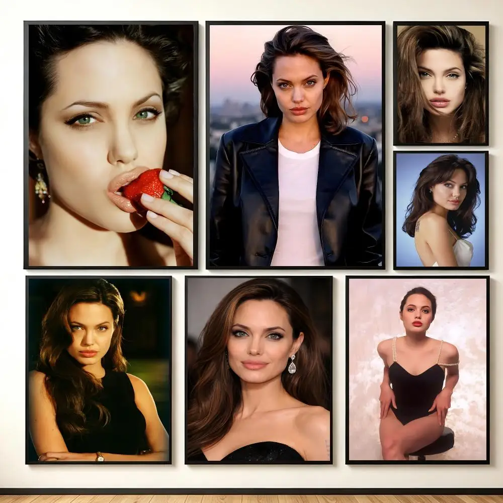 Glamorous Actress A-Angelina Jolie Poster Lightweight Self‑Adhesive PP Wall Decal for Study Living Room Bedroom Decor Gift