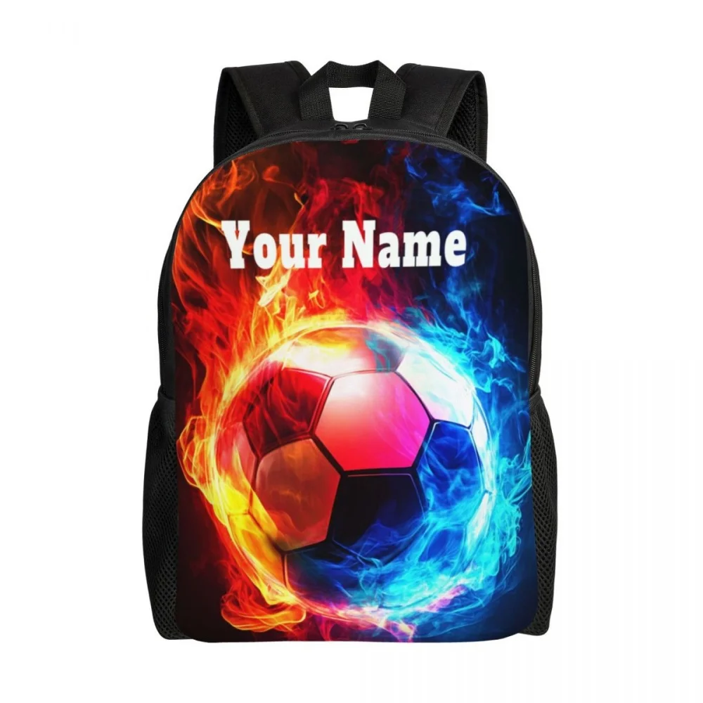 Custom Football Soccer Paint Backpack with Your Text, Personalized Sport Backpack Add Name, Customized Laptop Bag Large Capacity