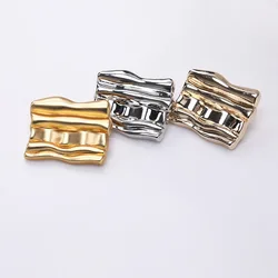 10PCS Rectangular Wave Metal Buttons DIY Suit Jacket Knitted Sweater Buckle Irregular Accessories Button