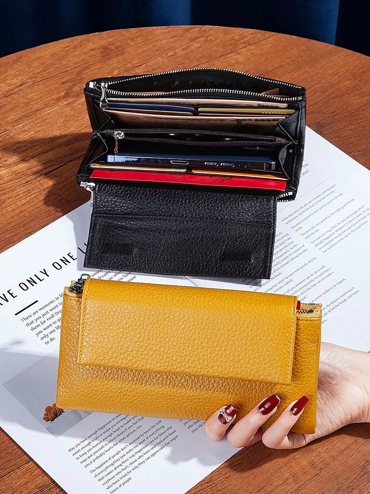 long-pure-cowhide-leather-wallet-double-zipper-multi-slot-currency-holder-mobile-phone-case-genuine-leather-handbag