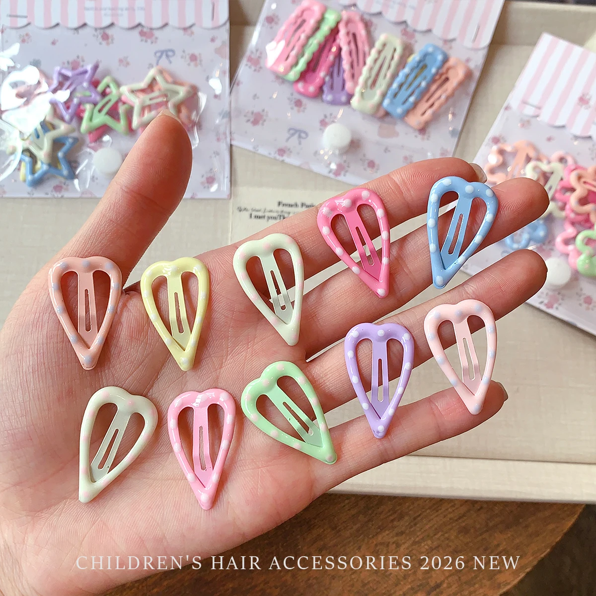 10 Stück/Set Niedliche Stern-Herz-Wolken Haarspangen für Kleinkind-Mädchen Pastellfarben Ohne Haarbeschädigung Kinder-Haarklammern Accessoires