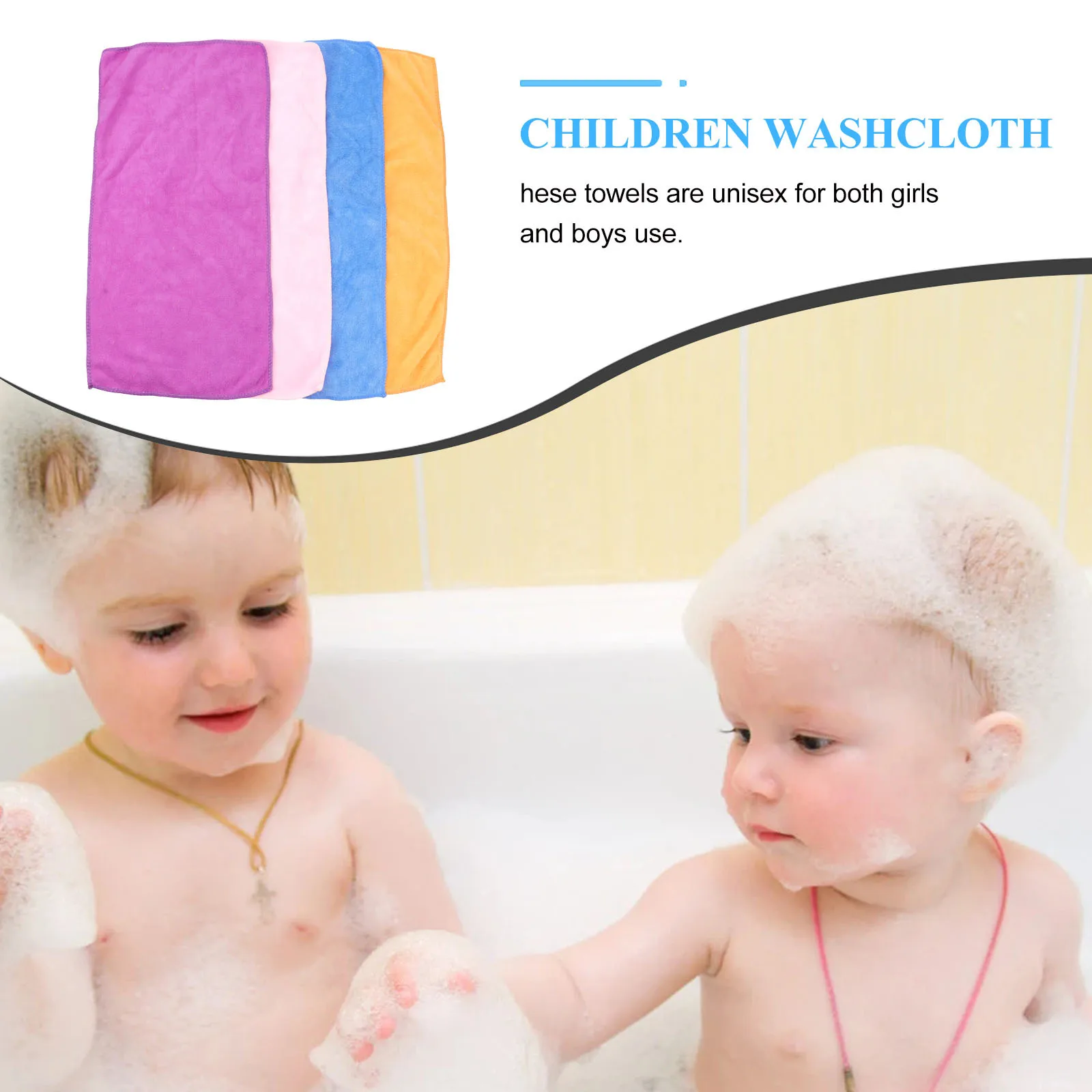 

4Pcs Skin-Friendly Bamboo Fiber Towels for Children Ultra-Soft Water Absorption Face Washcloths Drool Bibs for Toddlers