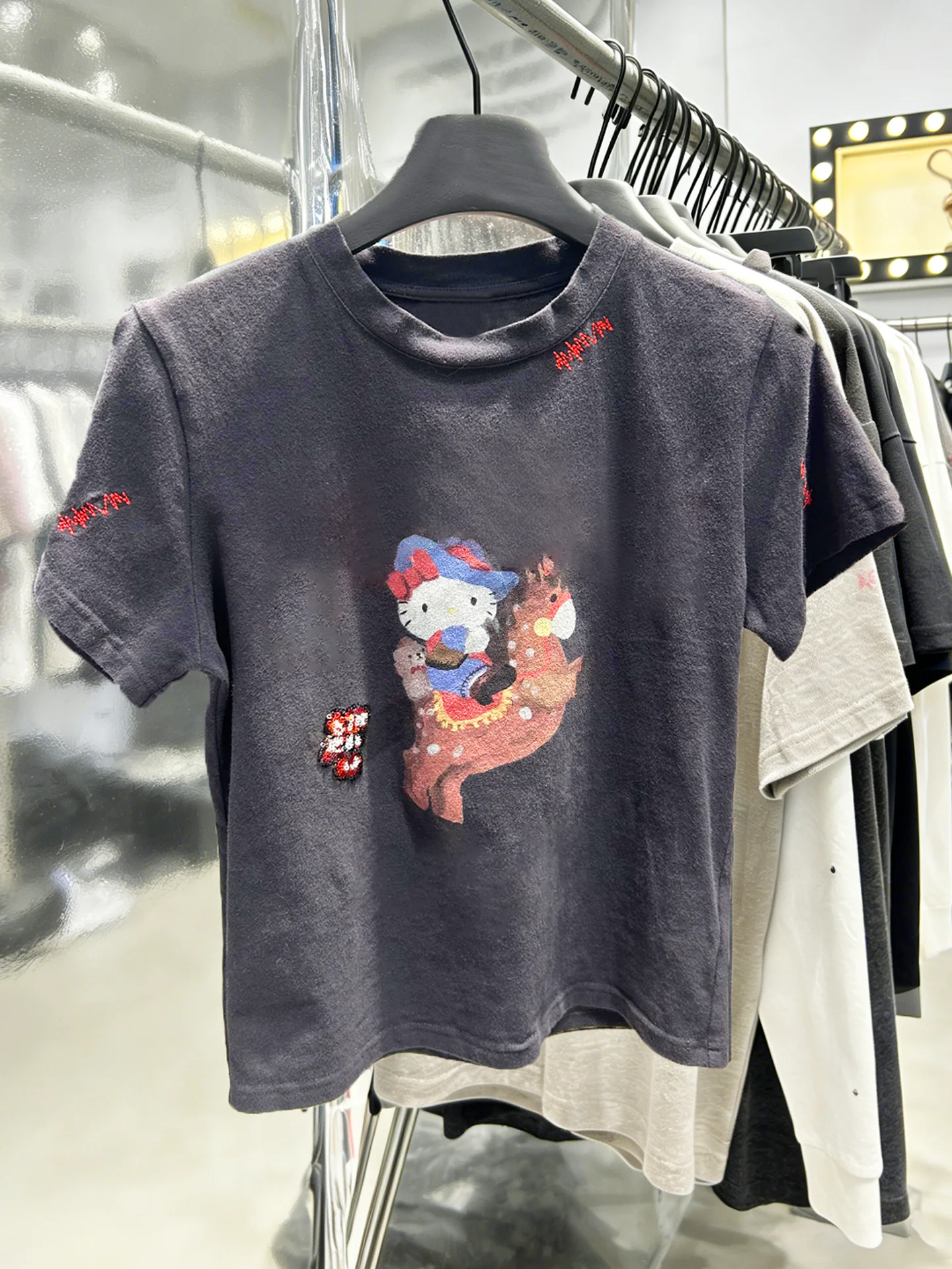 

Summer New Casual Cartoon Print Pure Cotton T-Shirt Women's Top Comfortable Breathable Short Sleeve round Neck Sweatshirt