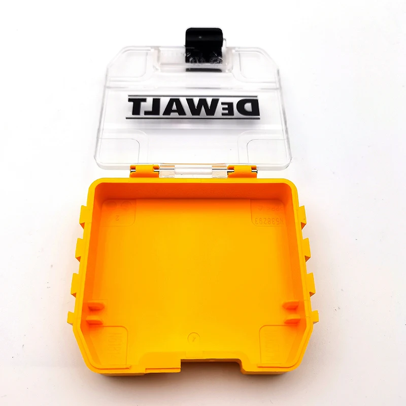 DEWALT Original Drill Bits Mini Containment Box Yellow Shell Sliding Switch Small Tough Case 74*67*17MM 1PCS