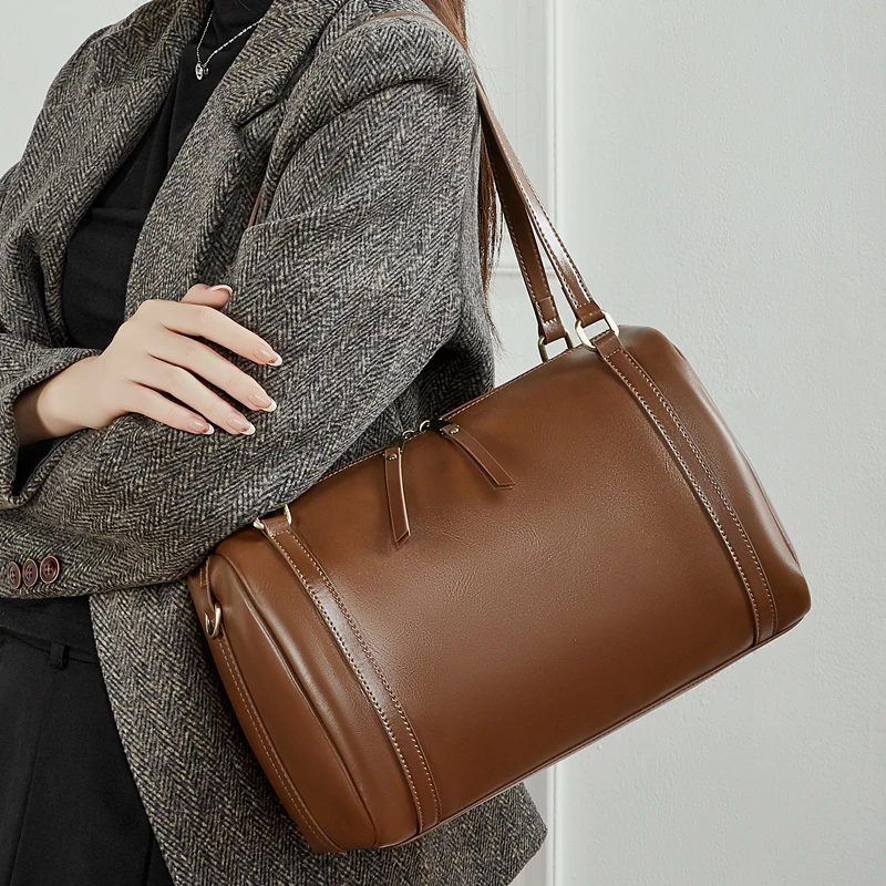 2026 Borsa Boston da donna nuova Borsa a tracolla da donna di lusso in vera pelle Pelle bovina Borse a tracolla femminili versatili di grande capacità