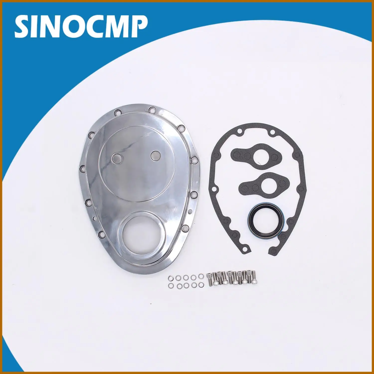 1set Timing Chain Cover Kit, Polish Aluminum Finish For SBC Chevy 265 283 305 327 350 383 400 Engines 