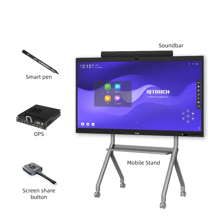 4K Display 65 75 86 Inch Interactive Whiteboard Smart Interactive Flat Panel 65 Inch Interactive Meeting Board Projector