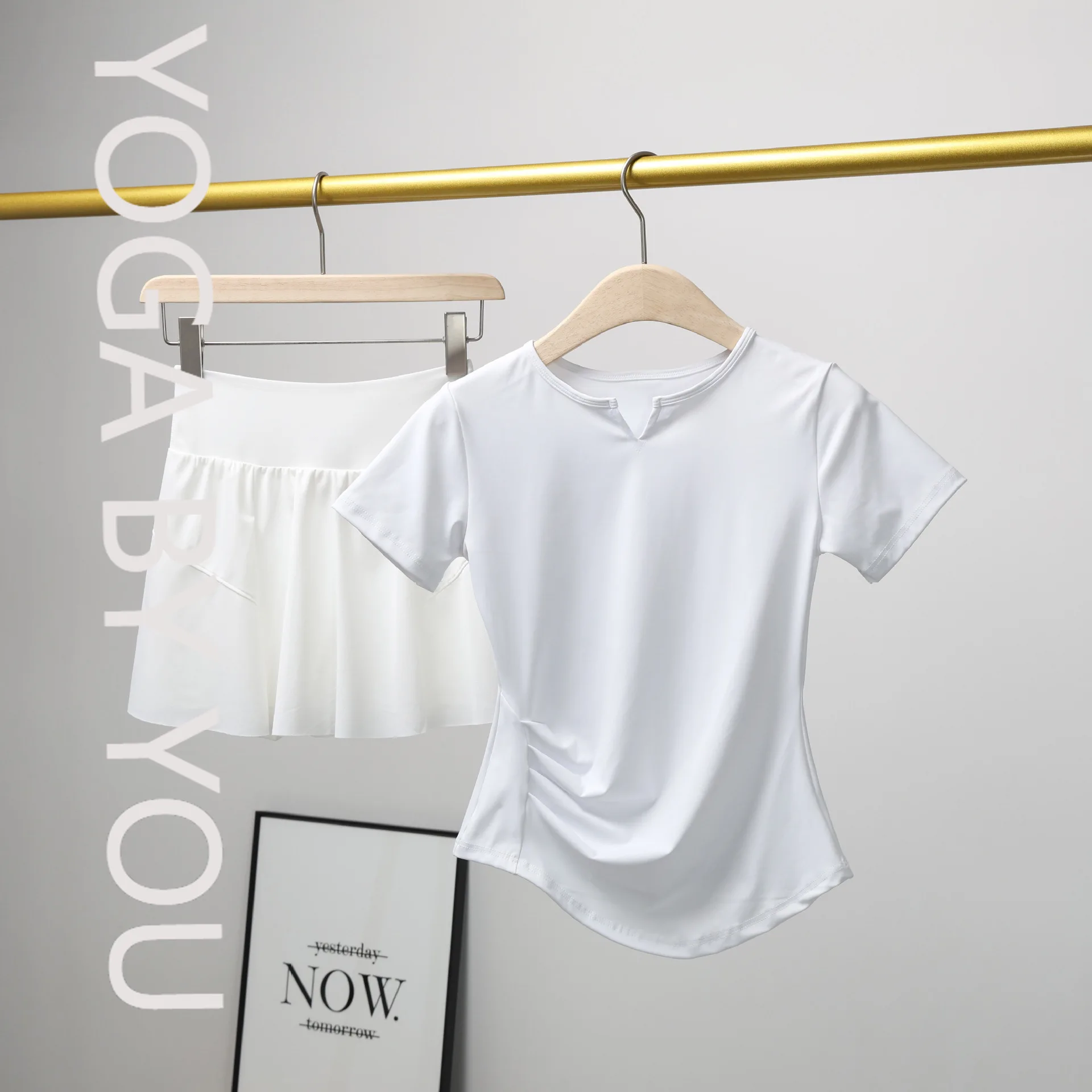 

Pilates sports suit, summer fitness clothes, morning running training, short-sleeved quick-drying T-shirt, yoga clothes, tops, c