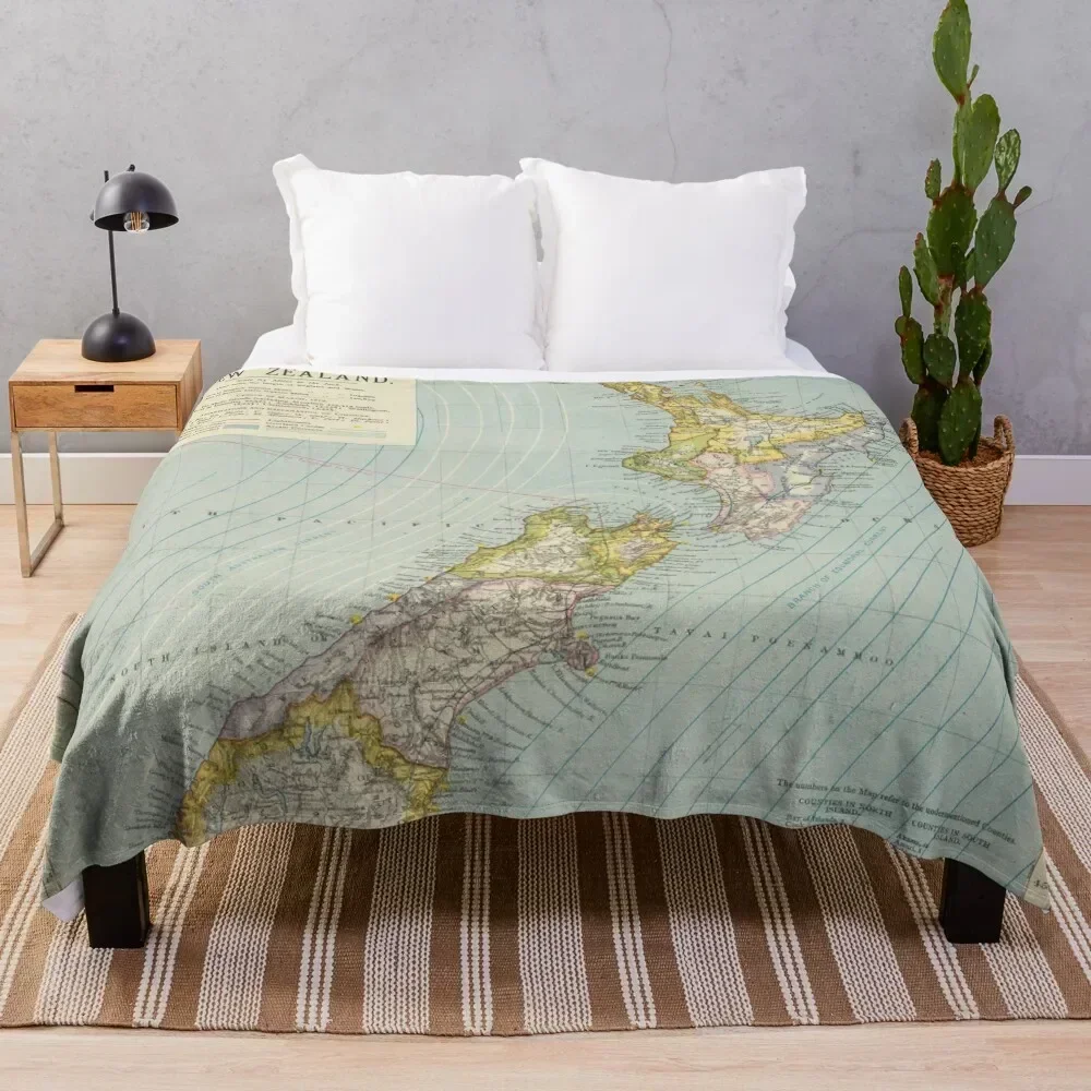 

Vintage Map of New Zealand (1883) Throw Blanket Large Weighted Soft Big Flannels Blankets